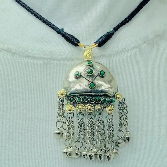 Kuchi Tribal Pendant Necklace With Earrings, Antique Style Jewelry, Traditional - Picture 2 of 8